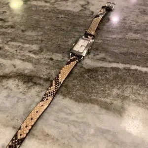 Stunning Slim Silver Coach Watch with a Genuine Python Black & Tan Band. UEC Coach Watch Cadie 14504041 Women main image 3